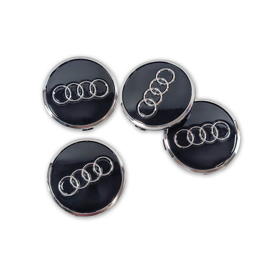 4x Nabenkappen passend für Audi – Schwarz Glänzend (Ref. 4M0 601 170) – 61mm