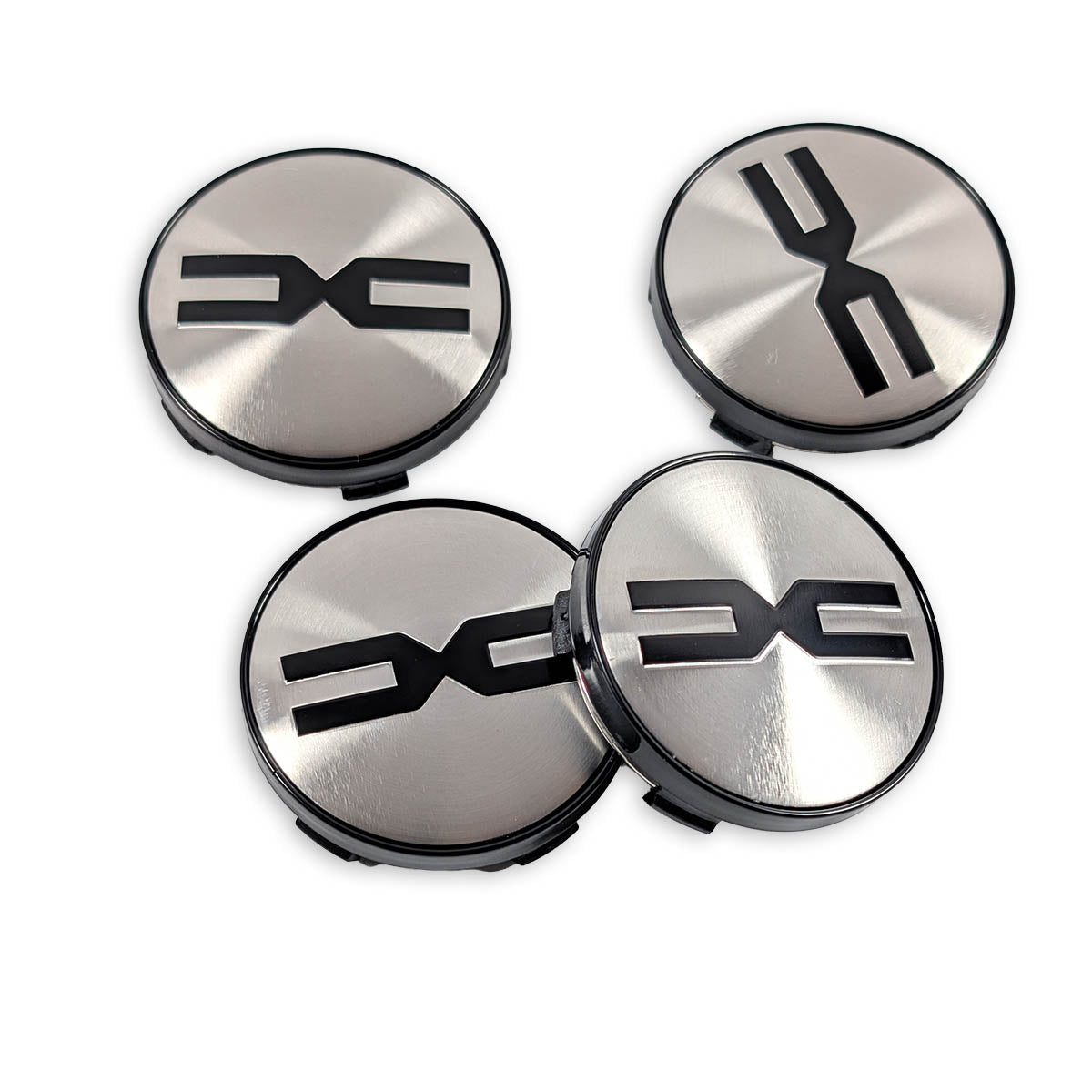 Set aus 4 Dacia Felgendeckel Silber Schwarz gebürstete Optik