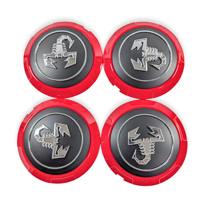 Abarth Nabendeckel 4er Set rot schwarz silber Fiat 500 Punto 52039524