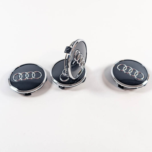 4x Nabenkappen passend für Audi – Schwarz Glänzend (Ref. 4M0 601 170) – 61mm