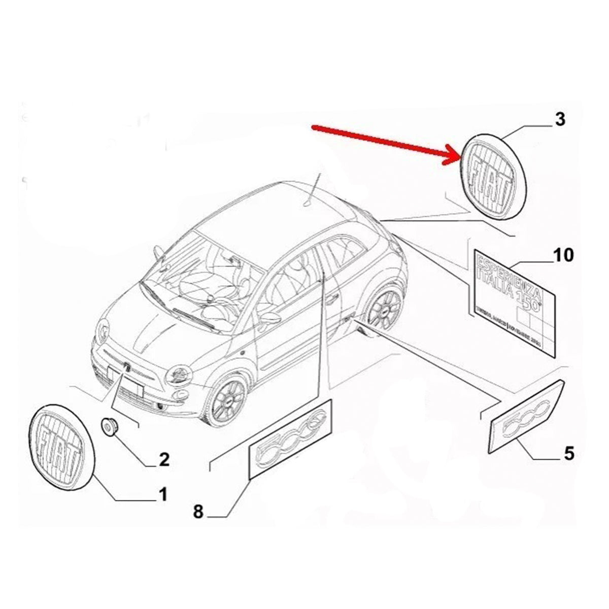 500 MY2012 badge plakette