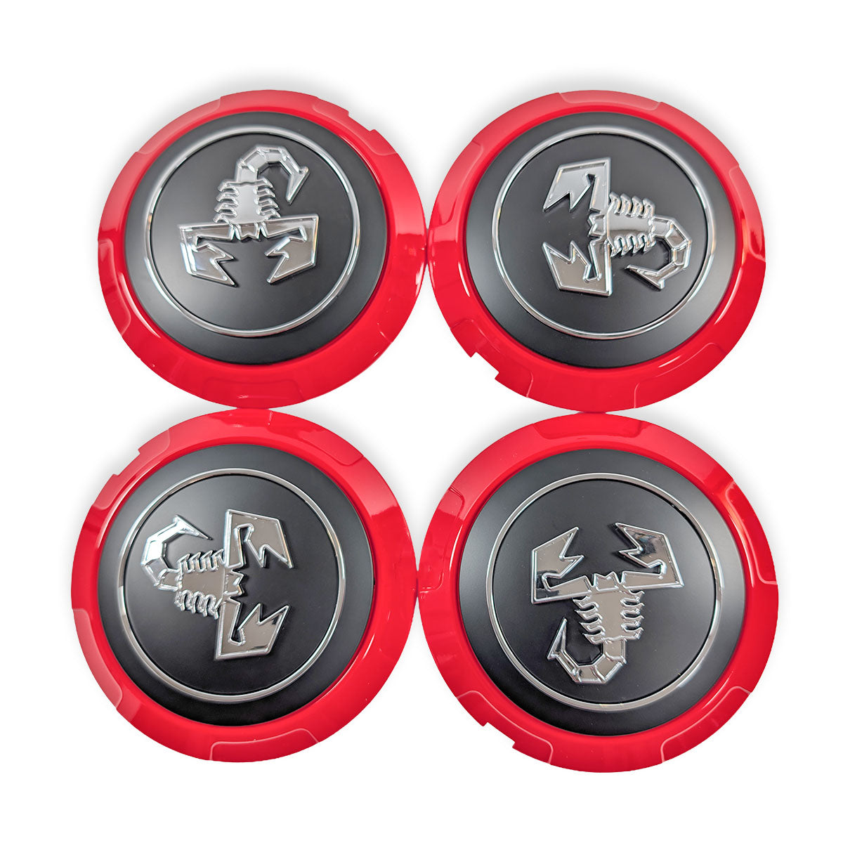 Abarth Nabendeckel 4er Set rot schwarz silber Fiat 500 Punto 52039524