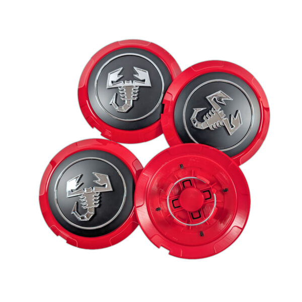 Rückseite Abarth Felgendeckel mit Klemmen und OE Nummer 52039524