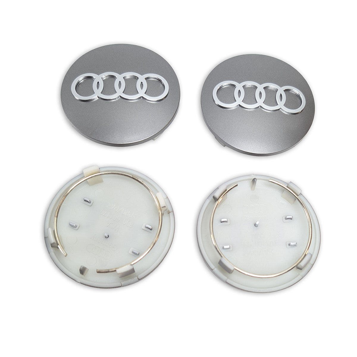 Audi Felgendeckel 68mm – Rückseite mit Metall-Spannring