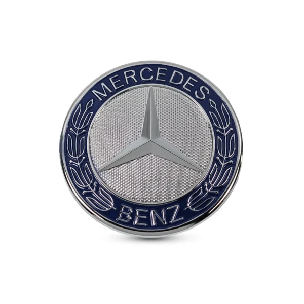Mercedes Benz Motorhaube Emblem 57mm in Blau Silber mit Lorbeerkranz