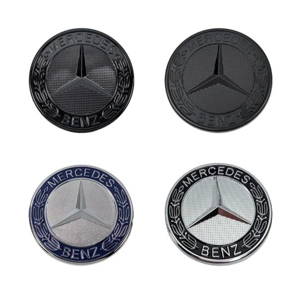 Mercedes Benz Motorhaube Emblem 57mm 4 farben, Schwarz-silber classic Blau schwarz-matt schwarz glanz
