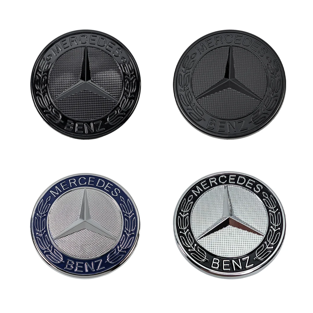 Mercedes Benz Motorhaube Emblem 57mm 4 farben, Schwarz-silber classic Blau schwarz-matt schwarz glanz