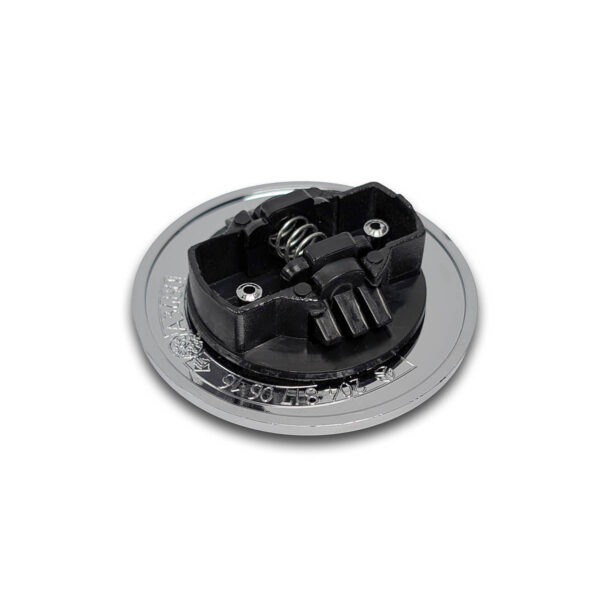 Rückansicht Mercedes Emblem 57mm mit Kunststoff-Spannfeder und Teilenummer A2048170616