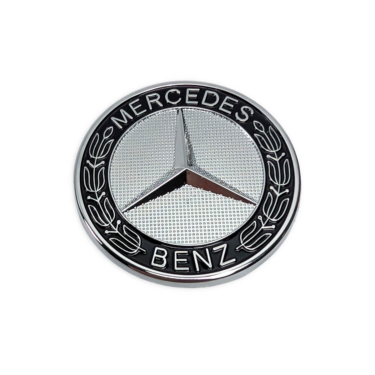 Mercedes Benz Motorhaube Emblem 57mm Schwarz Silber Lorbeerkranz Logo A2048170616