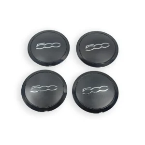 Vierteiliges Set Felgendeckel Radzierkappen in Schwarz Matt mit glänzendem Rand und silbernem 500 Logo