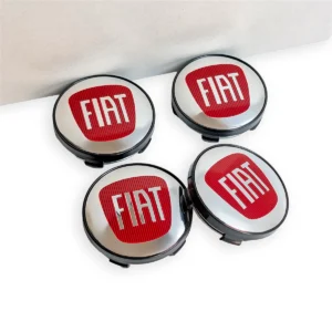 4er Set Fiat Nabenkappen 60mm fuer Alufelgen Rot Silber Schwarz