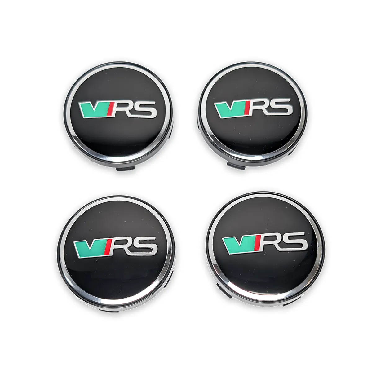 Nabendeckel 60mm Skoda VRS Schwarz Silber 4er Set Vorderansicht