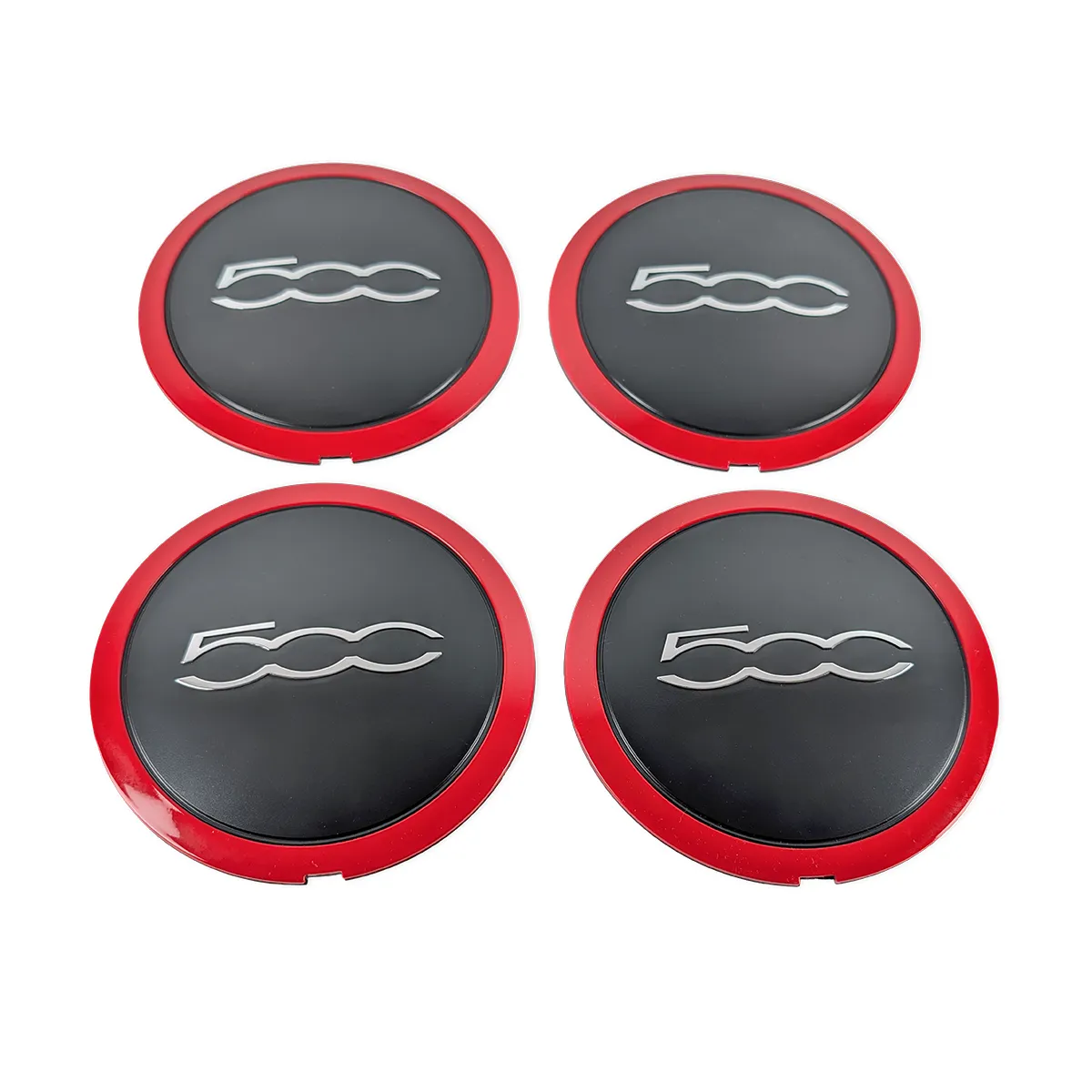 Fiat-500 Felgendeckel 4er Set Schwarz Rot