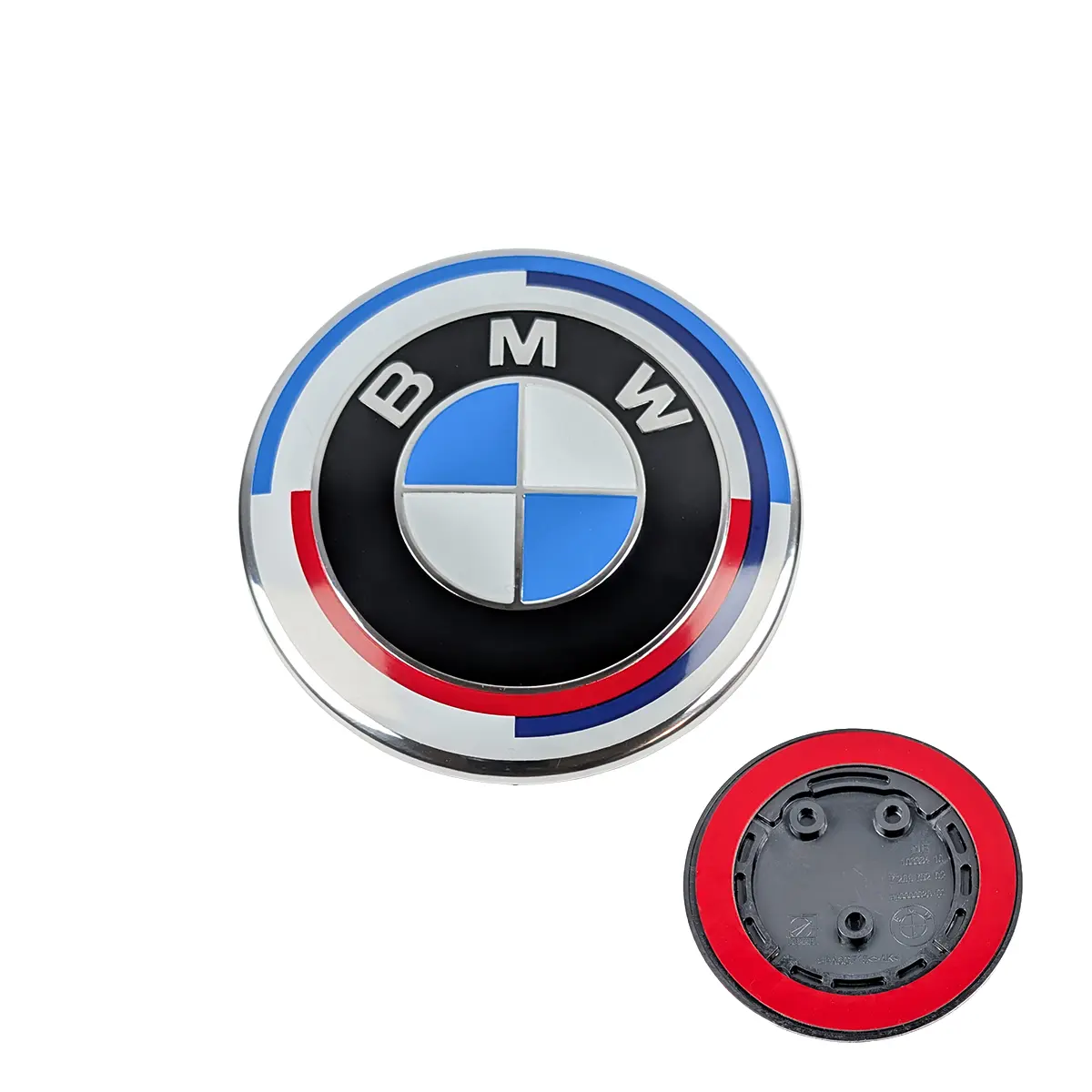 BMW M 50Jahre Plakette Emblem 82mm Vorderseite und Rückseite mit 3-Pin Befestigung