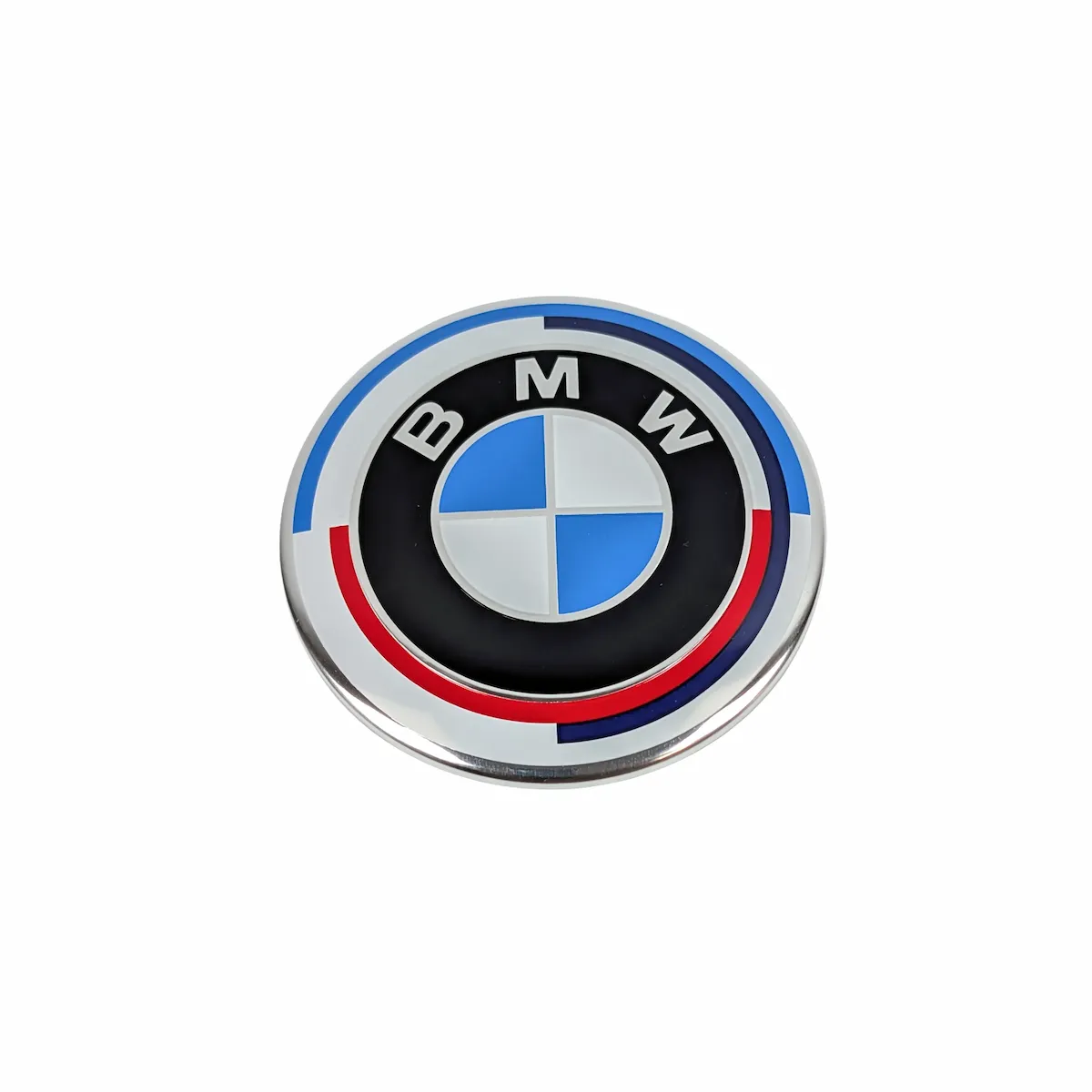 BMW 50 Jahre Emblem 82mm im klassischen M Motorsport Heritage Design für Motorhaube und Heckklappe