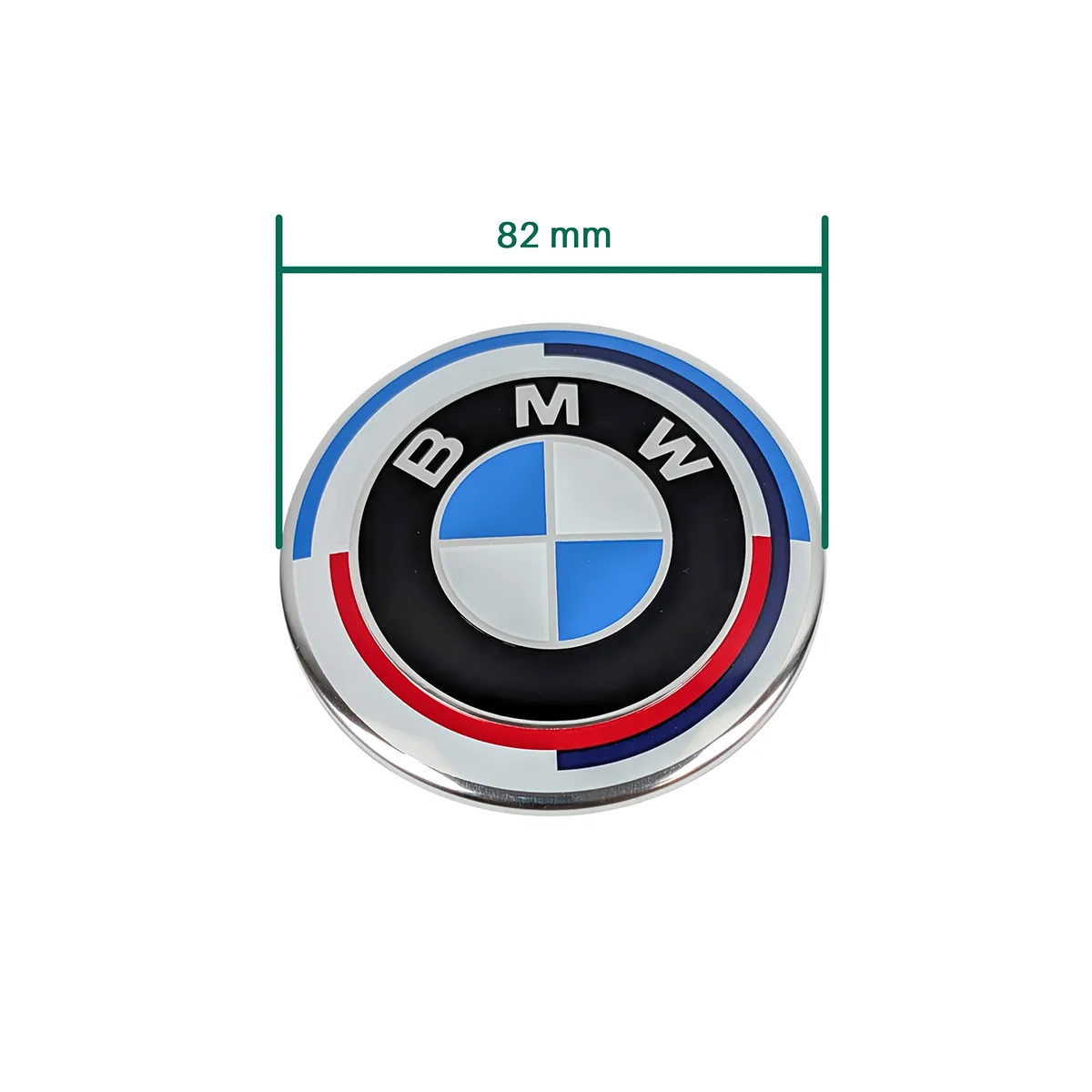 Abmessungen Durchmesser 82mm für das BMW 50 Jahre Emblem zur Passform-Kontrolle vor dem Kauf
