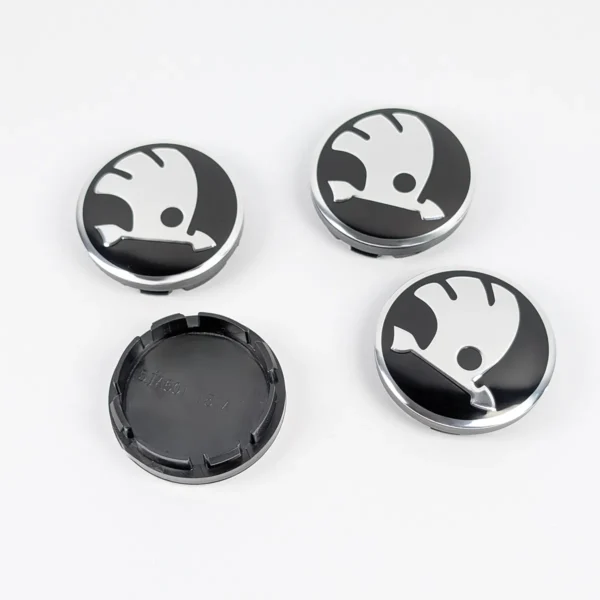 Nabendeckel Škoda 56mm Rückseite mit Montage-Clips – Felgendeckel Set 4 Stück
