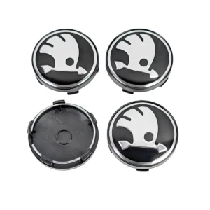 Skoda Nabenkappen neu logo Radnabenabdeckung mit Clip und Spannring Rückseite