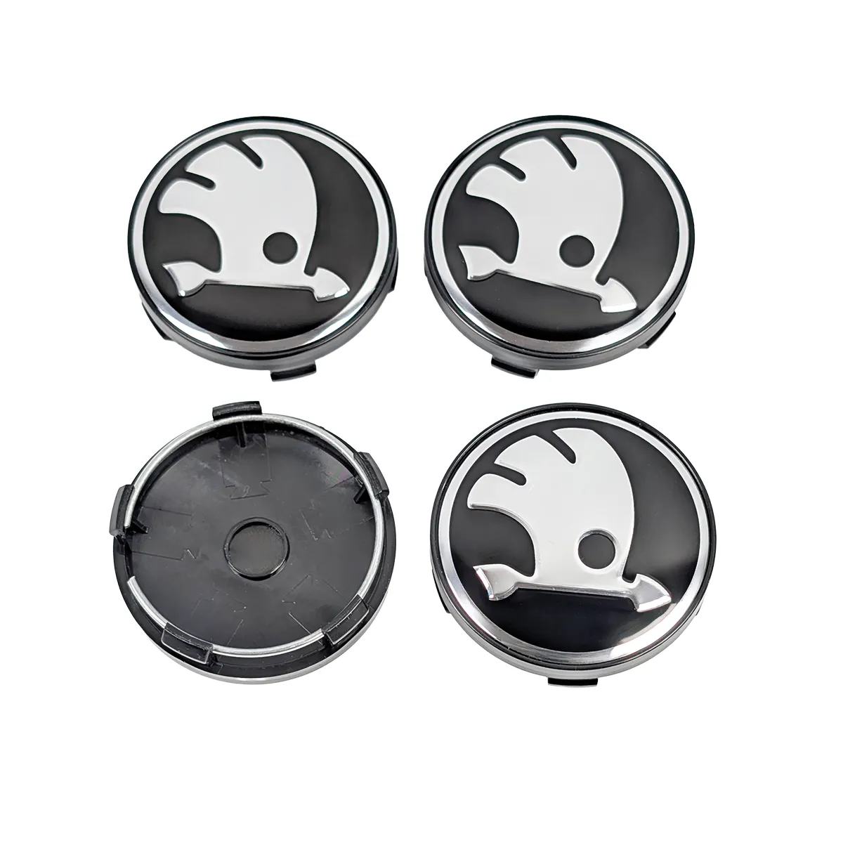 Skoda Nabenkappen neu logo Radnabenabdeckung mit Clip und Spannring Rückseite