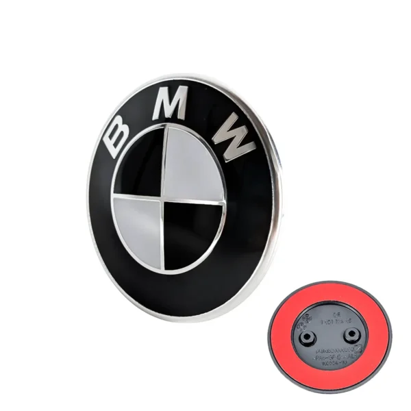 Plakette Front und Heckklappe BMW 82mm Schwarz Weiss Aluminium