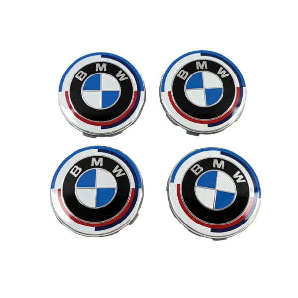 50 Jahre BMW M Nabendeckel Set 68mm 4 Stück Draufsicht