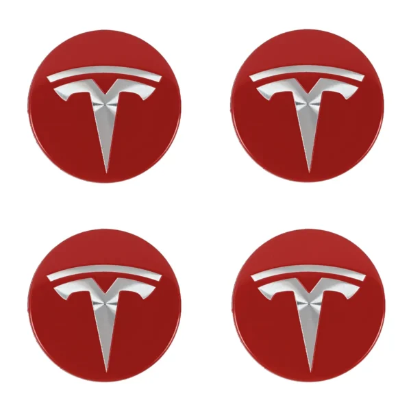 Radnabenabdeckung 4er Set in Rot mit silbernem Emblem fuer Alufelgen