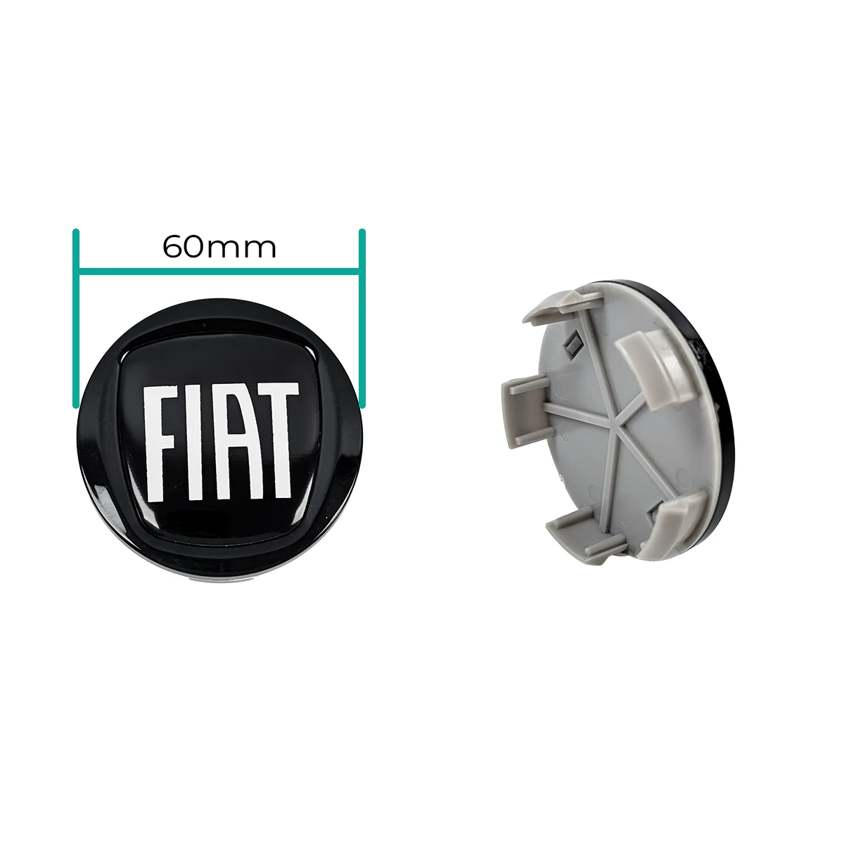 Nabendeckel für Fiat Ducato 60mm mit Halteklammern und Maßangabe
