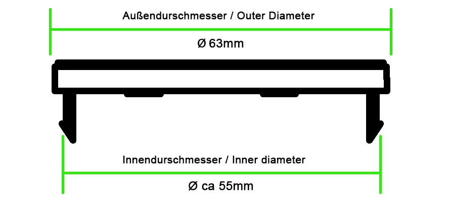 Abmessungen general für Nabendeckel 63 Aussendurschmesser und 55 Innen
