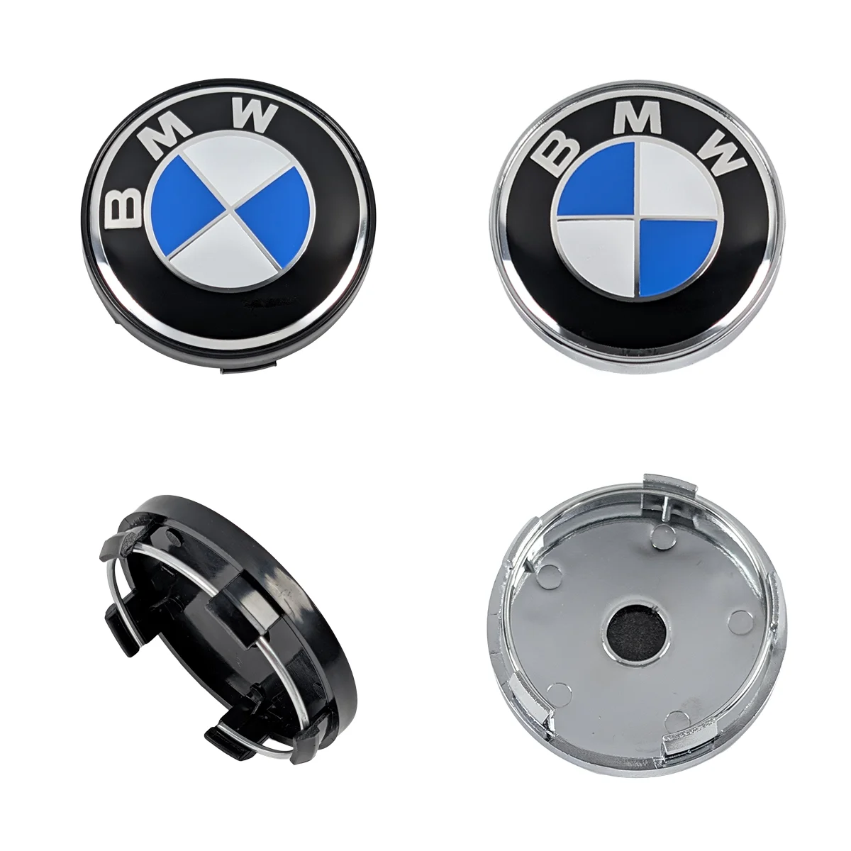 Nabenkappen für BMW 60mmFarbvarianten Schwarz und Chrom im Vergleich