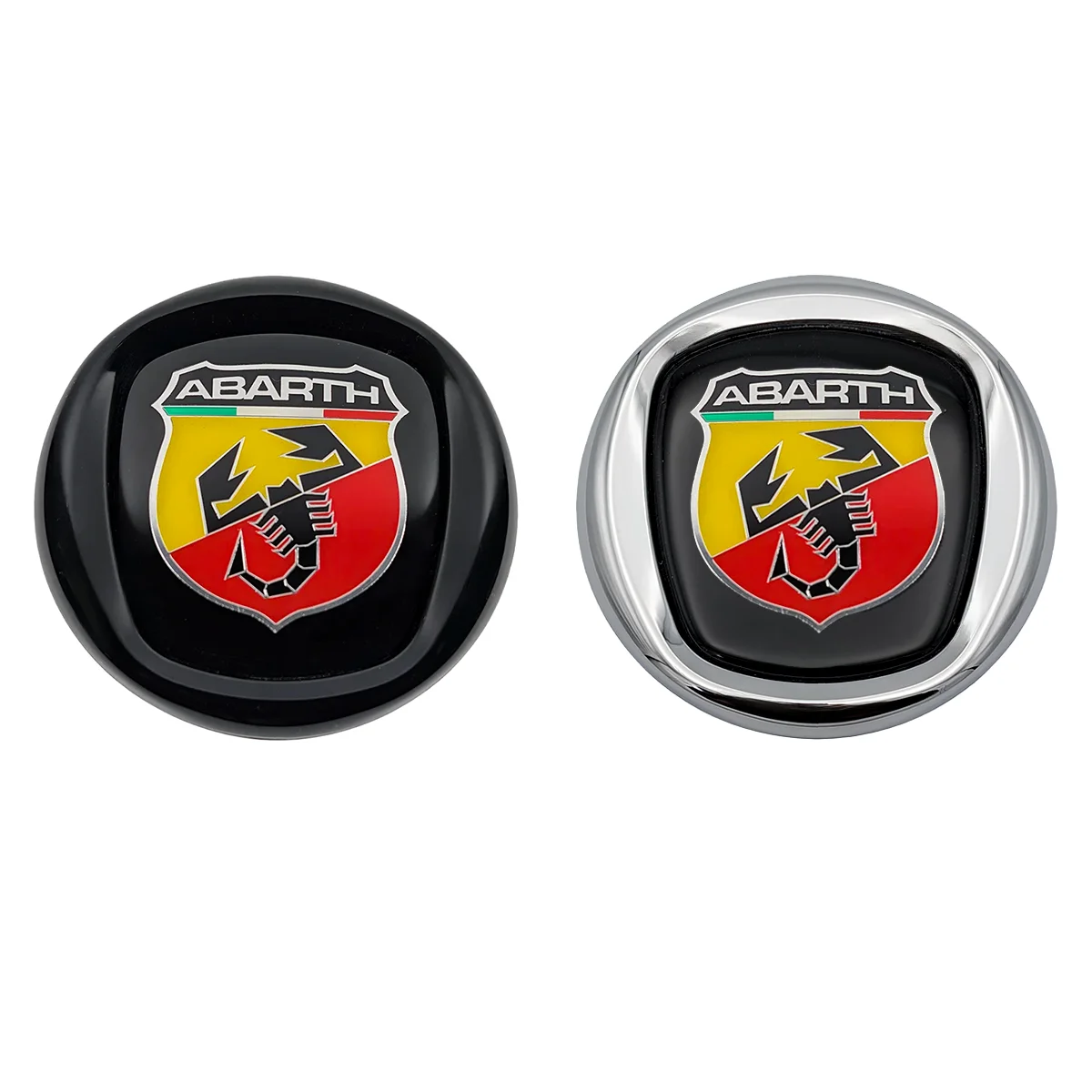 Abarth Emblem 120mm für Fiat in Schwarz Glanz und Chrom Ausführung