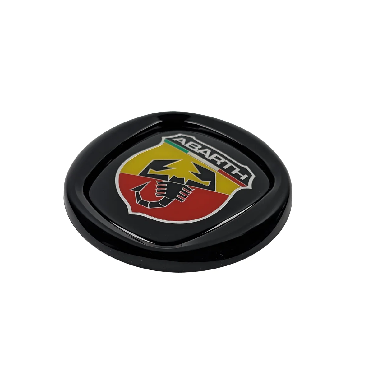 Abarth Emblem 120mm für Fiat Schwarz Glanz Skorpion Logo Seitenansicht