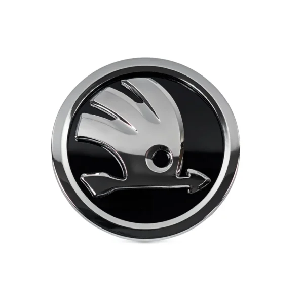 Skoda Emblem 90mm Schwarz Chrom Design 1 Stück Draufsicht
