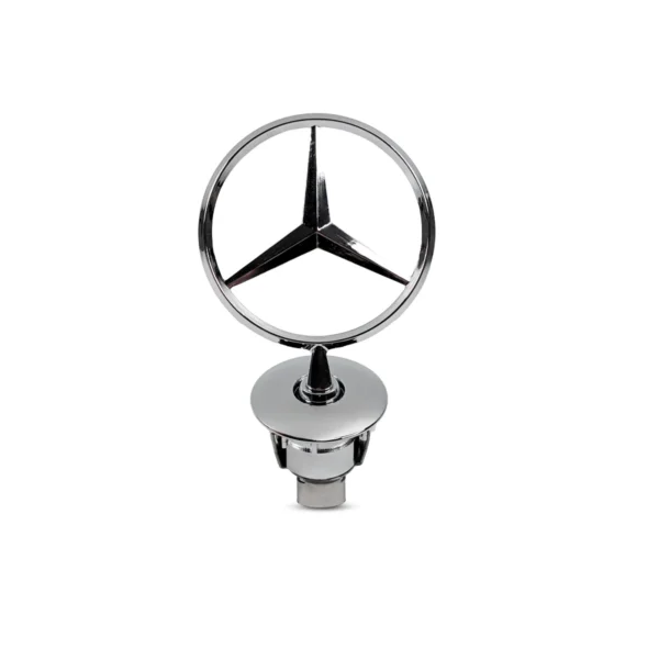 Klassischer Mercedes Motorhaubenstern chrom Frontalansicht 44 mm Basis