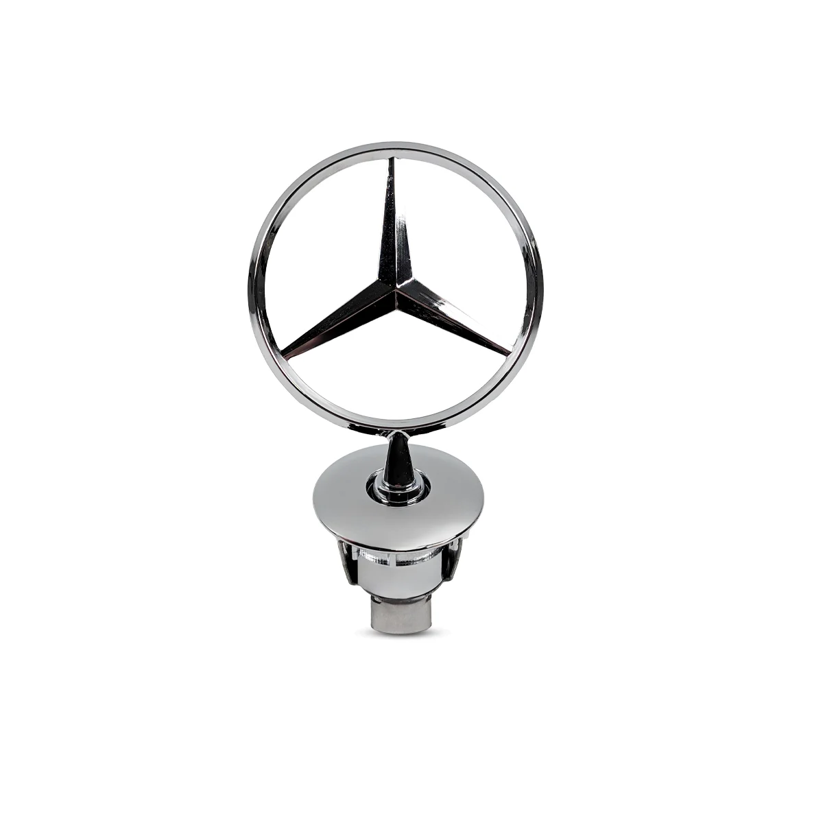 Klassischer Mercedes Motorhaubenstern chrom Frontalansicht 44 mm Basis