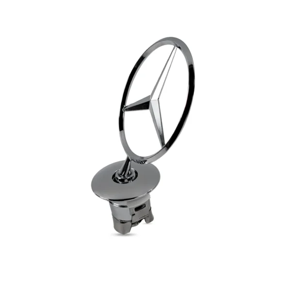 Mercedes Stern Motorhaube in Chrom schräg mit Sockel und Bajonettverschluss