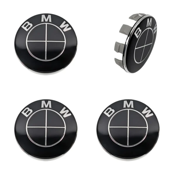 BMW Nabenabdeckung 68mm Schwarz mit Halteclips im 4er Set