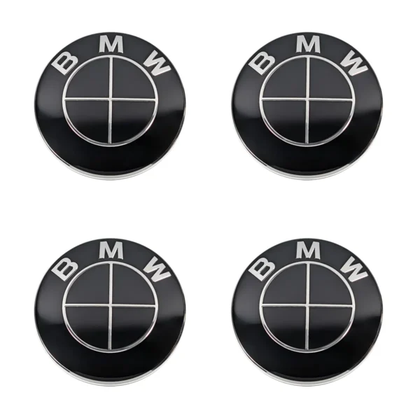 BMW Nabenabdeckung 68mm Schwarz für Alufelgen Frontansicht