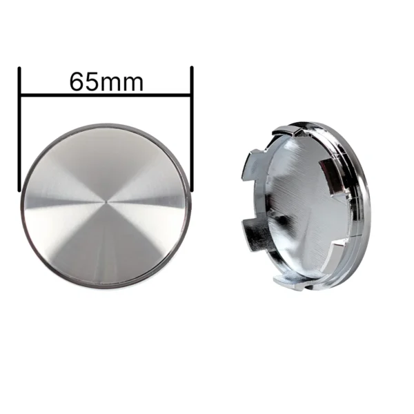 Felgendeckel 65mm in gebürsteter Aluminium-Optik mit Chromgehäuse