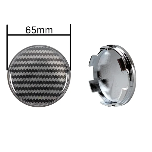 Radnabendeckel 65mm Carbon-Optik mit verchromter Kappe
