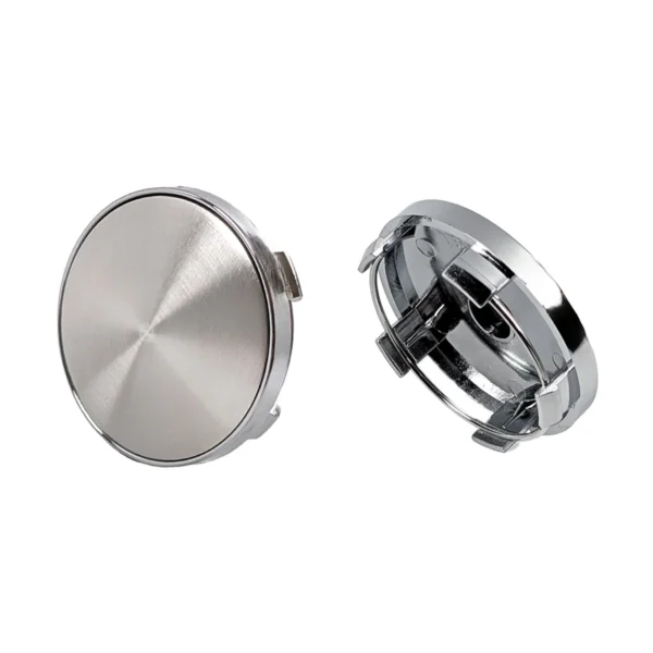 Felgendeckel 60mm Alu-Optik gebürstet mit verchromter Kante für Alufelgen