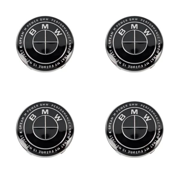 Nabendeckel-Set Schwarz BMW M Power Dream 56mm für Alufelgen