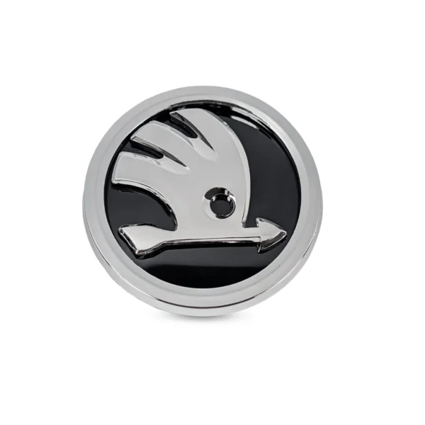 Emblem 80mm für Skoda Ausführung Chrom auf schwarzem Grund