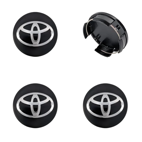 Toyota Nabenkappen 62mm schwarz Rückseite mit Spannring und Haltenasen