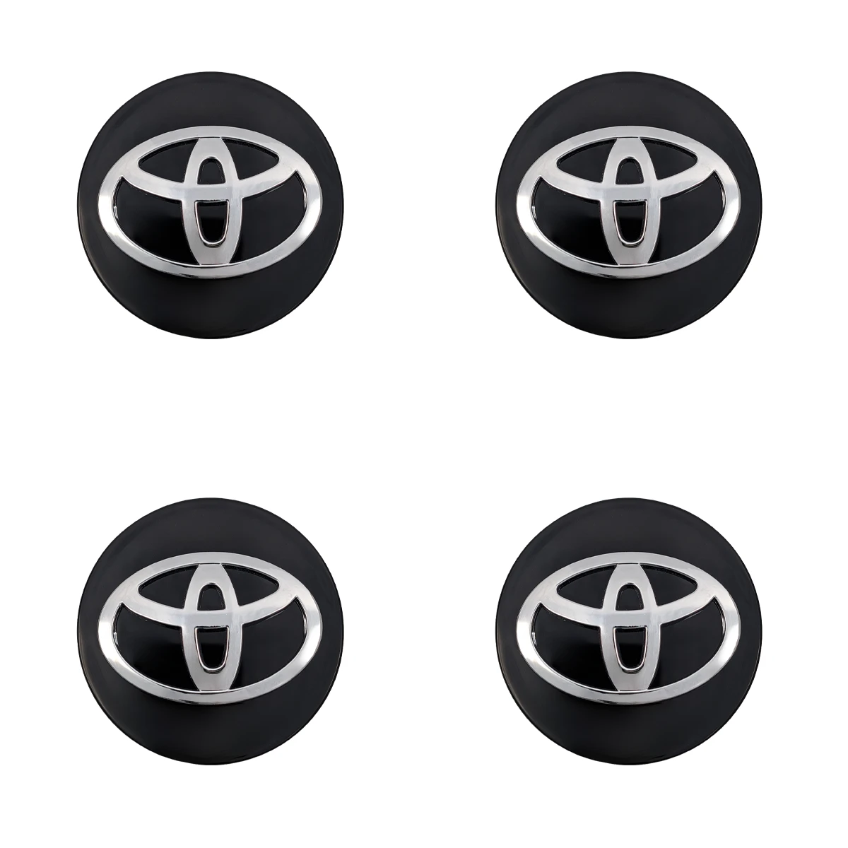 Toyota Nabenkappen 62mm schwarz Glanz mit Chrom-Logo im 4er Set